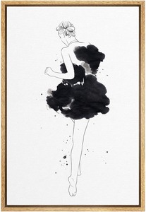 lot 3544059 image: (Bundle of 2) wall26 Framed Canvas Print Wall Art Black & White Watercolor Woman in Ruffle Dress People Cultural Illustrations Modern Art Chic Portrait Fun for Living Room, Bedroom, Office - 16x24 Natural