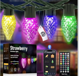 lot 3544064 image: Smart Christmas Lights, C9 RGB Connectable Strawberry Lights, App Remote Control, Music Sync, Color Changing Christmas Light Outdoor with 48 Scene Modes for Xmax House Decor