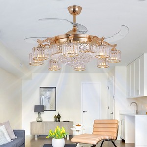 lot 3544100 image: Luxury depuley 9 Light Sputnik Chandelier Fan Light Fixture for Bedroom Living Room - 5 Blades 6 Speed 3 Color Change, Gold 39.4 - Retail $399