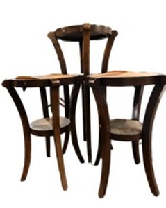 lot 3544103 image: Set OF 3 Hightop Solid Wood Tables-Plant Stands