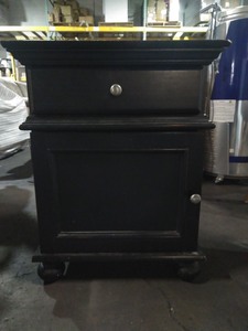 lot 3544114 image: Black Nightstand- Office Printer Stand-Drawer and cabinet