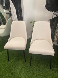 lot 3544115 image: Modern Beige Linen Upholstered Dining Chairs Set of 2 ��Shipping Dust Present  - Retail $125