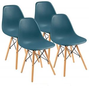 lot 3544117 image: 233Lacoo Dining Chairs Pre Assembled Modern Style DSW Chair Classic Shell Armless Indoor Kitchen Dining Living Room Side Chairs Set of 4 (Dark Turquoise)  - Retail $120