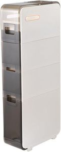 lot 3544118 image: 4 Tier Stackable Storage Drawers Bathroom Floor Cabinet,Narrow Storage Cabinet White  - Retail $199