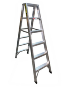 lot 3544121 image: 6 Step Aluminum Double-Sided Stepladder