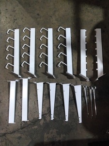lot 3544123 image: White Metal Slatwall Display Hooks variety-Rails and Brackets Set Large Mixed Lot  - Retail $85