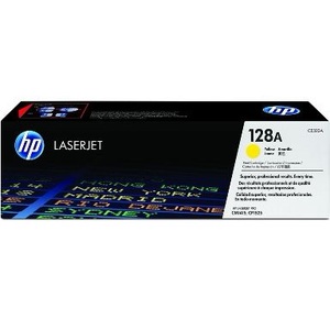 lot 3544149 image: HP 128A Yellow Original LaserJet Toner Cartridge, 1,300 pages, CE322A - Retail $103