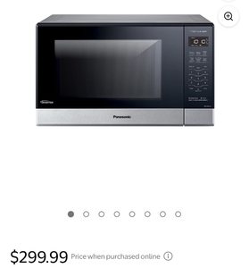 lot 3544150 image: Panasonic 1.2 cu. ft. Countertop 1200W Inverter Microwave Oven with Genius Sensor Cooking and Auto Defrost (Stainless SteelBlack) (Tested) - Retail $299