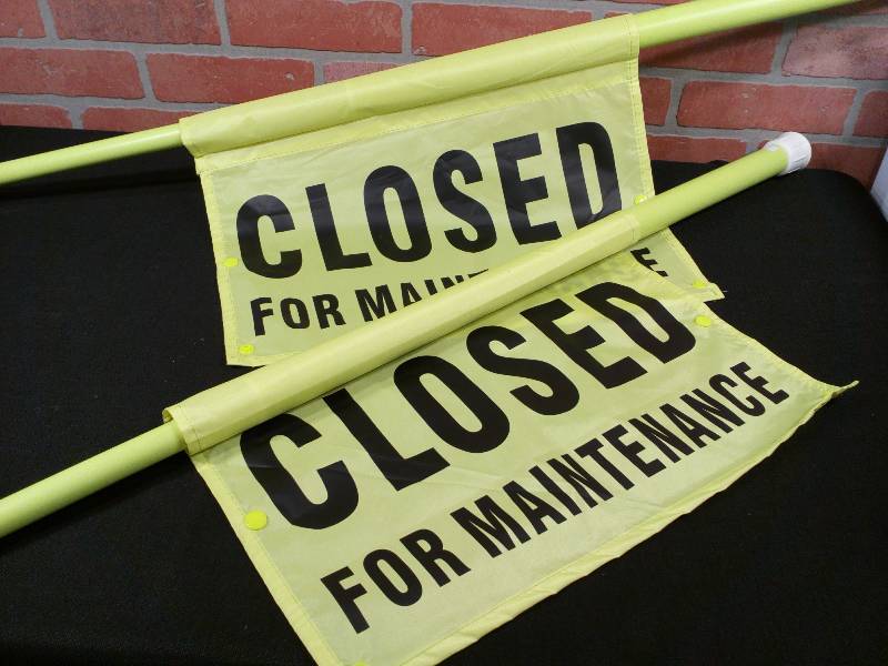 lot 25 image: Impact Sign Closed for Maintenance Vinyl Barricade