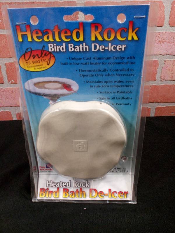 lot 41 image: Heated Rock Bird Bath De-Icer