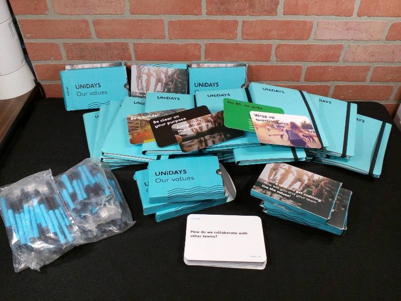 lot 105 image: Pens, Journals & Team Builder Cards With Logo