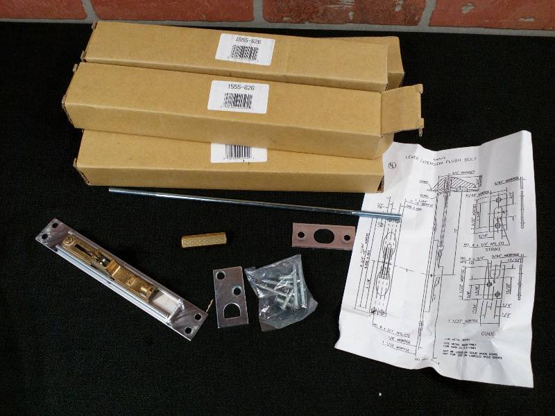 lot 117 image: Cast Brass Metal Door Lever Extension Flush Bolts