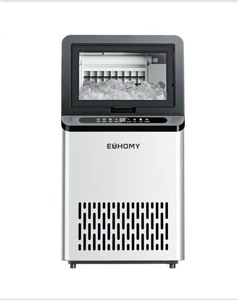 EUHOMY15.4 in. 105 lbs. / 24H Full Size Cube Freestanding Commercial Ice Maker in Stainless Steel, Clean Cycle and 3-Ice types DAMAGED (See Pictures and Description) - Retail: $499