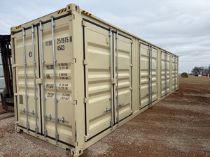 lot 1386D image: First Use 40 foot High Cube Container with 4 sets of side doors and 1 set of rear doors.  Very good condition.  YLEU2519750