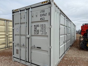lot 1423D image: 40 foot First Use High Cube Container with Rear Doors and a set of 2 Side Wide Side Doors, Tan in Color LYGUO0245670