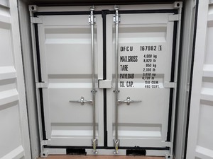 lot 1191D image: Unused 2025 11 Foot Long Shipping container with 2 end doors, side window, side entry door.  Weighs 1950 pounds.