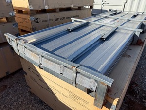 lot 1132D image: Unused 2025 K0311 10 Foot long Glavalume Corrugate Steel Panels  100 pieces in this lot, 25 gauge, Silver in Color, Over 2500 sq foot of panels