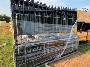lot 1295D image: Unused set of Iron Bi Parting Gates Left and Right Panel in this lot 1 pic shows Lion Gates, but these are Scroll Gates, same dimensions