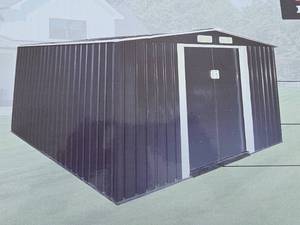 lot 1625 image: LandHonor 6x8 Galvanized Metal Storage Shed