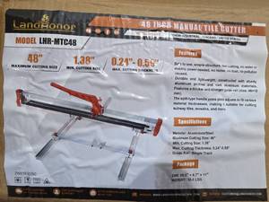 lot 1654 image: LandHonor 48-inch Manual Tile Cutter