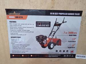 lot 1695 image: LandHonor 19-inch Self-Propelled Garden Tiller LHR-GT19