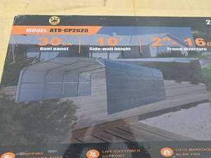 lot 2270 image: ATS Steel Carport with Enclosed Sidewalls Model ATS-ECP2020