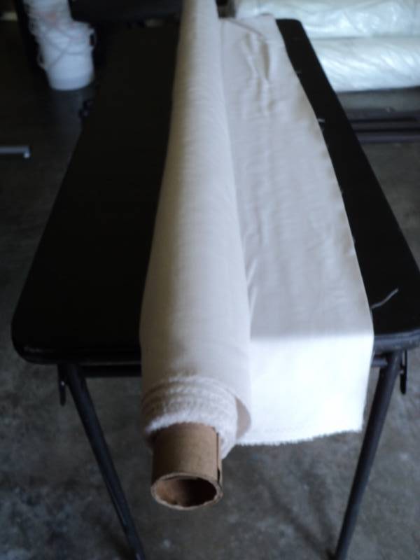 lot 2578 image: (1) roll off white cotton fabric, 58 x approx 5 yards