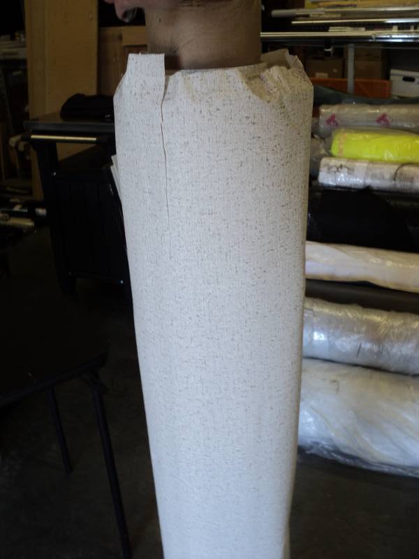 lot 2600 image: (1) roll thin plastic, natural woven canvas pattern