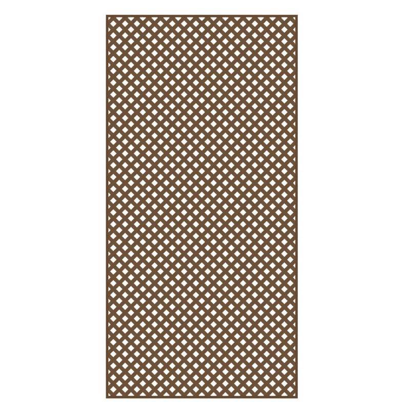 lot 2689 image: (2) sheets Veranda 0.2 In. X 48 In. X 8 Ft. Brazilian Walnut Vinyl Privacy Diamond Lattice