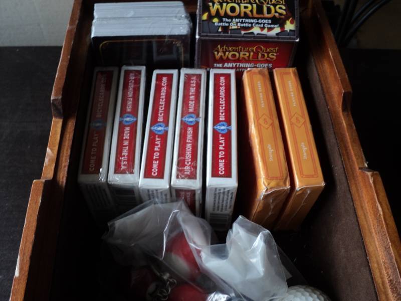 lot 2706 image: Mixed lot card games in wooden box