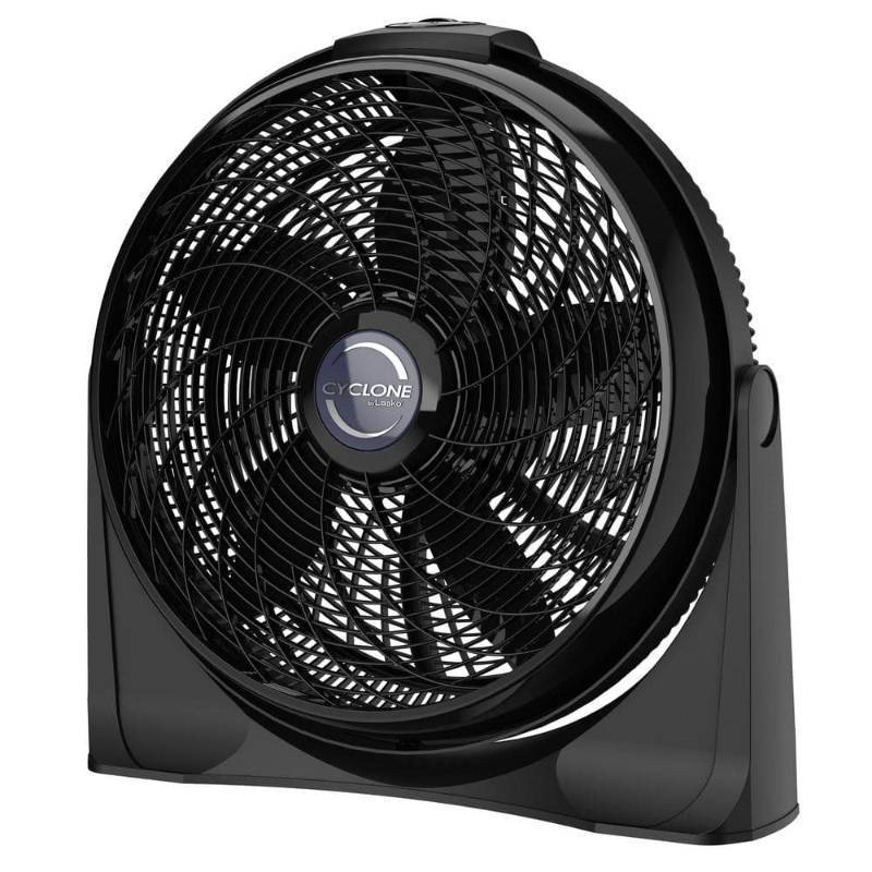 lot 3702 image: Lasko Floor Cyclone Fan without Remote 20 Adjustable Tilt, Wall Mountable, 3-Speed, Indoor Use, 2000 CFM, Black - Retail $52