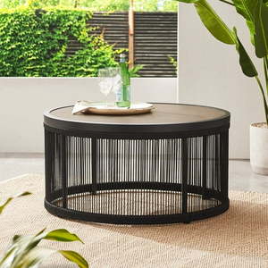 lot 11745 image: Better Homes & Gardens Tarren Steel Outdoor 38  Round Conversation Table  Black - Retail $110
