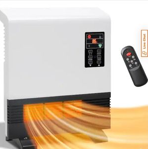 lot 11759 image: 1500W Electric Portable Space Fan Heater Infrared Furnace Wall Mount and Freestanding, Thermostat, Remote - Retail $120