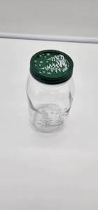 lot 66870 image: Christmas Tree Mason Jar with Green Lid - Retail $8