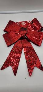 lot 66871 image: Red Sequin Holiday Bow Decoration - Retail $5