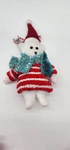 lot 66878 image: Holiday Polar Bear Plush Ornament - Retail $8