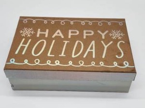 lot 66881 image: Happy Holidays Silver Gift Box with Decorative Lid - Retail $12
