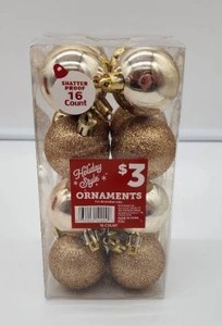 lot 66883 image: Holiday Style Shatterproof Ball Ornaments - 16 Count - Retail $3