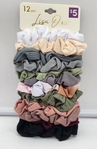 lot 66905 image: 12-Piece Cotton Hair Scrunchie Set - Retail $5