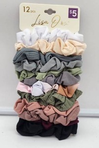 lot 66907 image: 12-Piece Cotton Hair Scrunchie Set - Retail $5