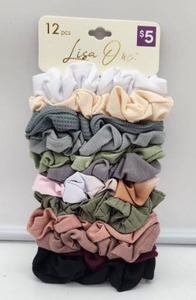 lot 66908 image: 12-Piece Cotton Hair Scrunchie Set - Retail $5