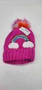 lot 66928 image: Girls Rainbow Beanie Hat with Matching Gloves Set For Child Size - Retail $12
