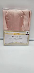lot 66938 image: Pink Satin Pillowcase and Eye Mask Gift Set - Retail $5