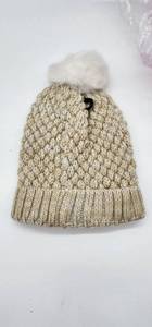 lot 66943 image: Cable Knit Beanie with Faux Fur Pom Pom Adult Size  - Retail $15
