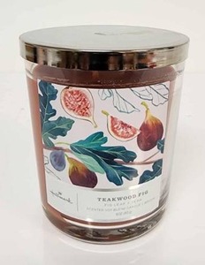 lot 67070 image: Hallmark Teakwood Fig Soy Blend Candle - Retail $15
