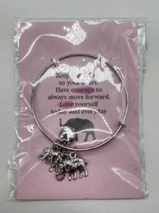 lot 67111 image: Inspirational Elephant Charm Bangle Bracelet - Retail $12