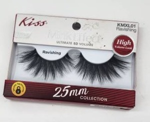 lot 67117 image: Kiss 25mm Mink Effect False Eyelashes Ravishing KMXL01 - Retail $8