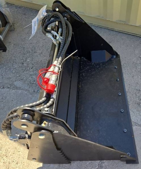 lot 5256 image: Unused 2025 Industrial-Grade Hydraulic 4-in-1 Bucket Attachment Designed for Mini Skid Steer Loaders - Quick Change System - High Strength Steel Construction w Durable Hydraulic Lines