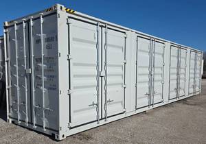 lot 9000 image: One Way Use - 40 Long High Cube Container with Double Rear & Four (4) Side Double Doors - Used One Time To Ship To Mother Road Auctions & Sales -Weather, Rodent & FireproofDelivery Available