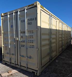 lot 1045 image: One Way Use - 40 Long High Cube Container with Double Rear & Four (4) Side Double Doors - Used One Time To Ship To Mother Road Auctions & Sales -Weather, Rodent & FireproofDelivery Available